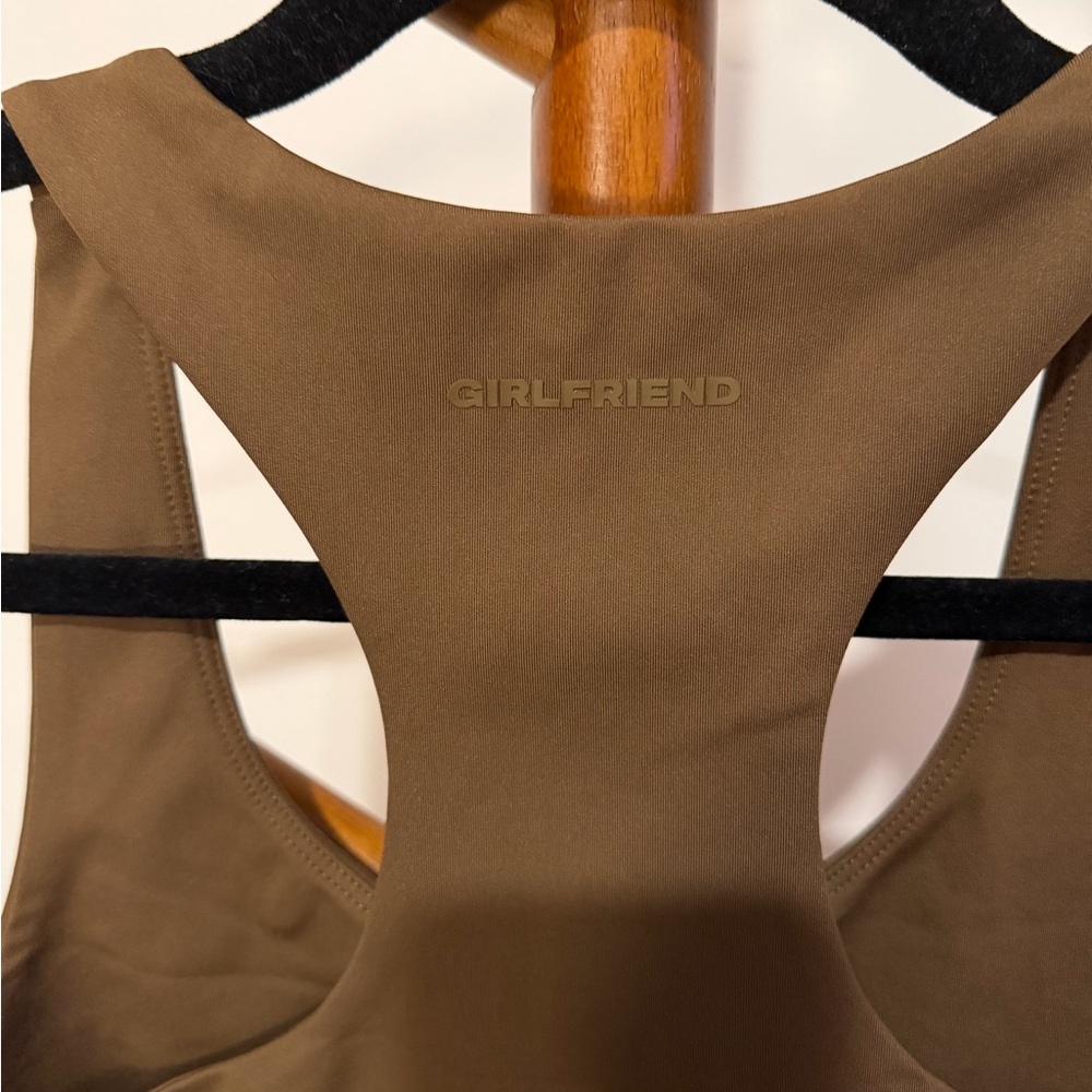 NWT Girlfriend Collective Tan Racerback Sports Bra Size Large - Picture 3 of 4
